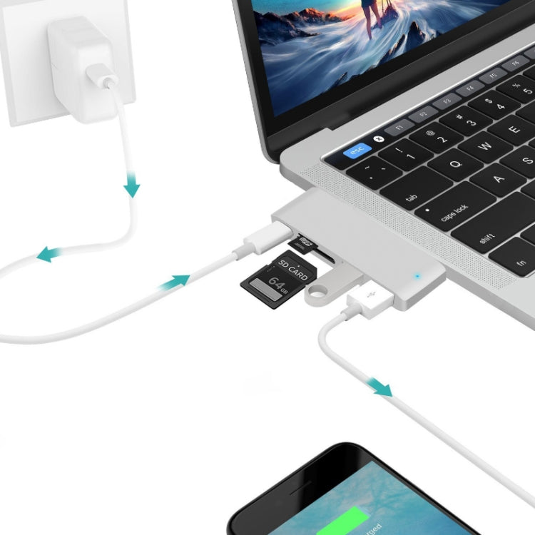USB-C To HDMI Splitter Docking Station Card Reader, Specification: 6 in 1 Gray - USB HUB by PMC Jewellery | Online Shopping South Africa | PMC Jewellery | Buy Now Pay Later Mobicred