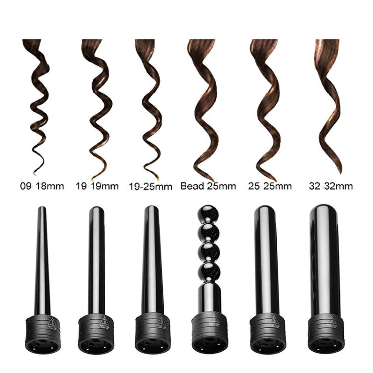 6 In 1 Tube Changed LED Display Tourmaline Ceramic Hair Curler(UK Plug+3) - free shipping - PMC TechLife - Order now!