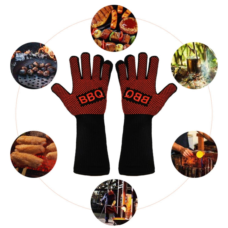 1 Pair High Temperature Resistant Silicone BBQ Gloves Anti-Scalding Gloves(Fish Bone Red) - Safety Gloves by PMC TechLife | Online Shopping South Africa | PMC TechLife