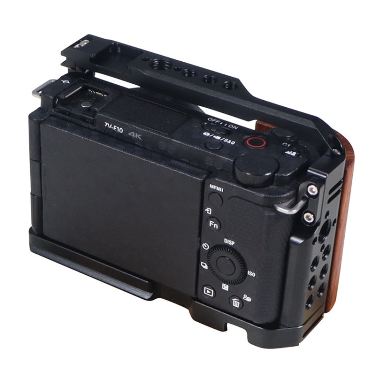 Alloy Rabbit Cage With Wooden Handle for Sony ZV-E10 Camera(Black) - Camera Cage by PMC TechLife | Online Shopping South Africa | PMC TechLife