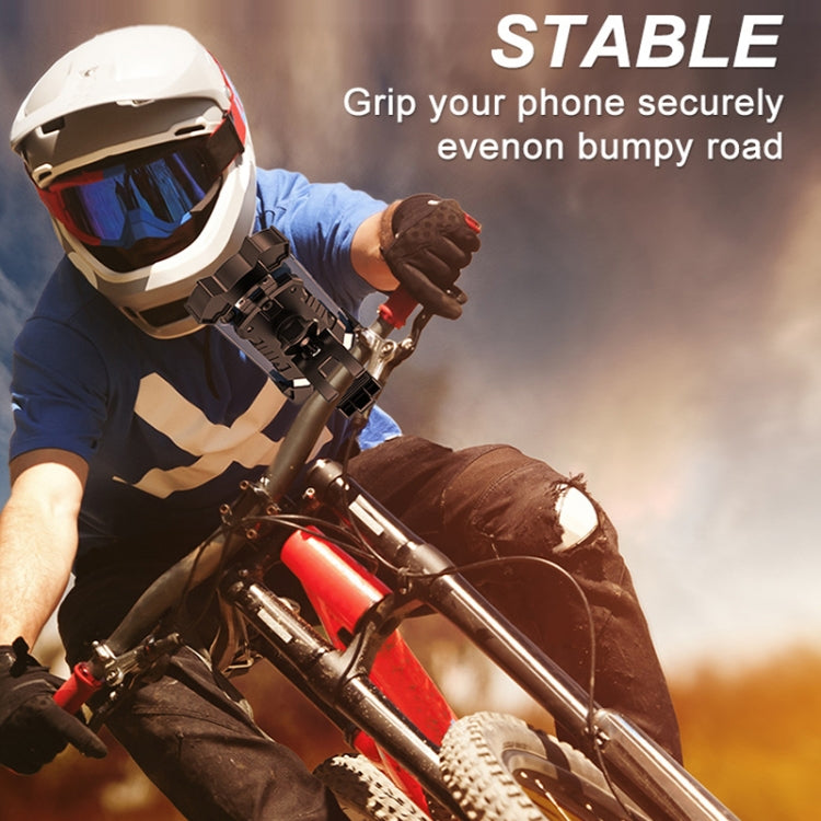 L101+M011 Outdoor Cycling Mechanical Locking Phone Holder(Blue) - Holders by PMC TechLife | Online Shopping South Africa | PMC TechLife | Buy Now Pay Later Mobicred