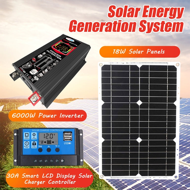 Tang 3 Generations Home Solar Generator Inverter+30A Controller+18W 12V Solar Panel, Specification: Black 12V To 220V - Modified Square Wave by PMC TechLife | Online Shopping South Africa | PMC TechLife | Buy Now Pay Later Mobicred