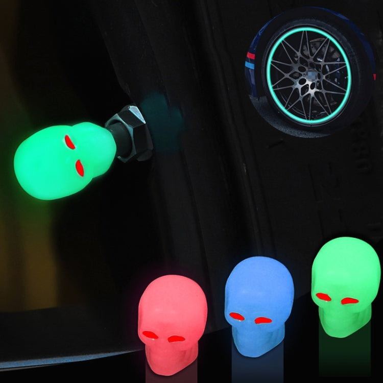 1 Sets Car Tire Luminous Valve Cap Motorcycle Skull Valve Core Cap(Blue) - Tire Valve Caps by PMC TechLife | Online Shopping South Africa | PMC TechLife