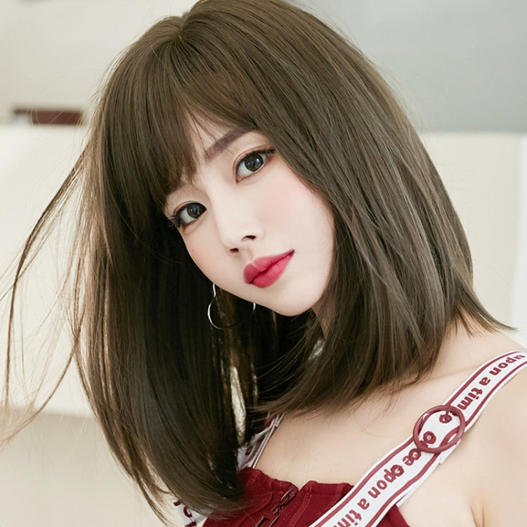 Women Medium Length Natural Realistic Full Shoulder Length Wig(Cold Brown 36cm) - free shipping - PMC TechLife - Order now!