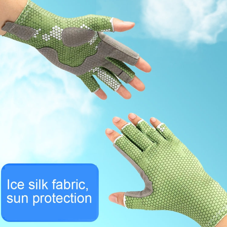 Ice Silk Half Finger Fishing Gloves Sunscreen Riding Gloves, Size: Free Size(Youth Green) - Safety Gloves by PMC TechLife | Online Shopping South Africa | PMC TechLife