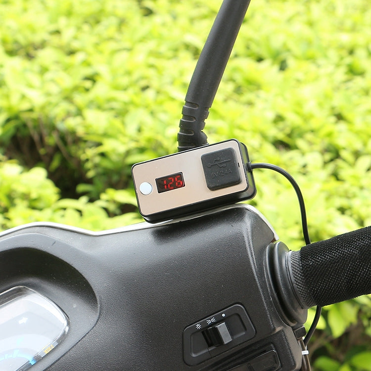 Digital Display Dual USB Universal Waterproof Motorcycle Mobile Phone Charger(2.4A 12-24V) - Battery Charger by PMC TechLife | Online Shopping South Africa | PMC TechLife | Buy Now Pay Later Mobicred