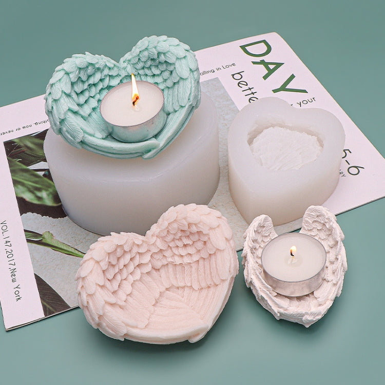 Heart Shaped Angel Wings Silicone Mold Baking Ice Cream Candle Aromatherapy Mold, Specification: S - Food Molds by PMC TechLife | Online Shopping South Africa | PMC TechLife