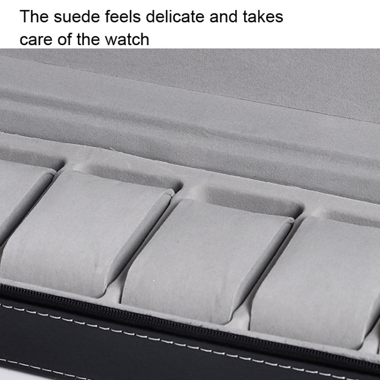 6 Bit Zipper Watch Box Storage Display Box PU Zipper Bag Watch Box(Black) - free shipping - PMC TechLife - Order now!