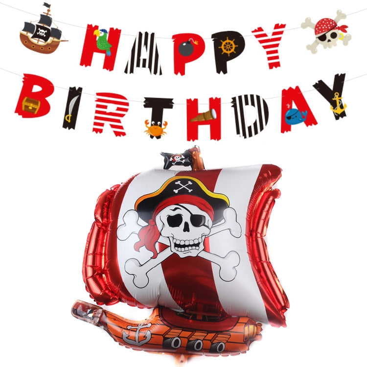 5PCS Pirate Ship Balloon Cartoon Halloween Aluminum Film Balloon(Red Black) - Balloons by PMC TechLife | Online Shopping South Africa | PMC TechLife