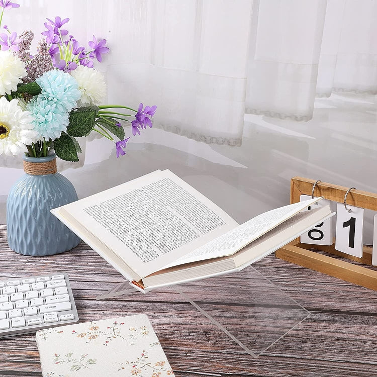 X-shaped Acrylic Bookshelf Transparent Book Sheet Music Display Stand(28x15.5x15.5cm) - Holder & Storage Rack by PMC TechLife | Online Shopping South Africa | PMC TechLife