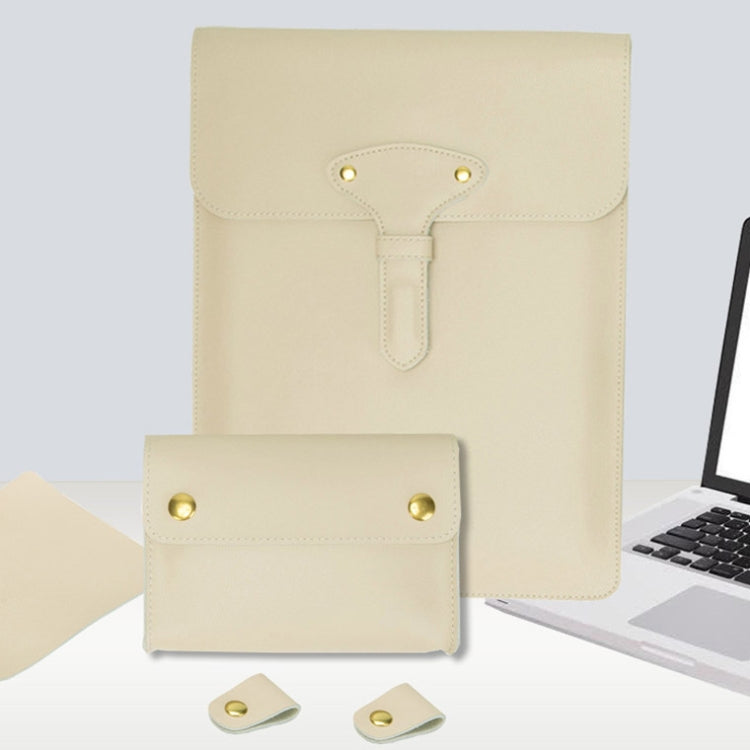 S177 3 In 1 Leather Water-resistant Laptop Liner Bags, Size: 15 inches(Avocado Green) - 15 inch by PMC Jewellery | Online Shopping South Africa | PMC Jewellery | Buy Now Pay Later Mobicred