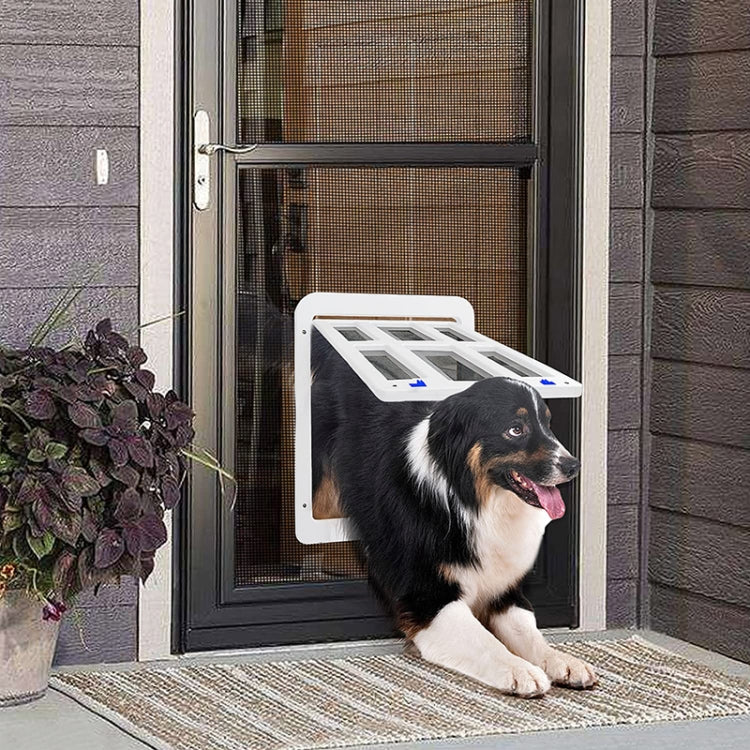 34cmx 44cm Pet Plaid Door For Screen Window Door Hole With Automatic Closure Lockable(White) - Pet Screen Doors by PMC TechLife | Online Shopping South Africa | PMC TechLife | Buy Now Pay Later Mobicred