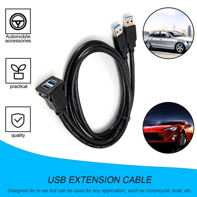 RF-56 Dual-port USB3.0 Waterproof Cable Car Dashboard Audio Extension Line, Cable Length: 1m - DIY Cables by PMC TechLife | Online Shopping South Africa | PMC TechLife