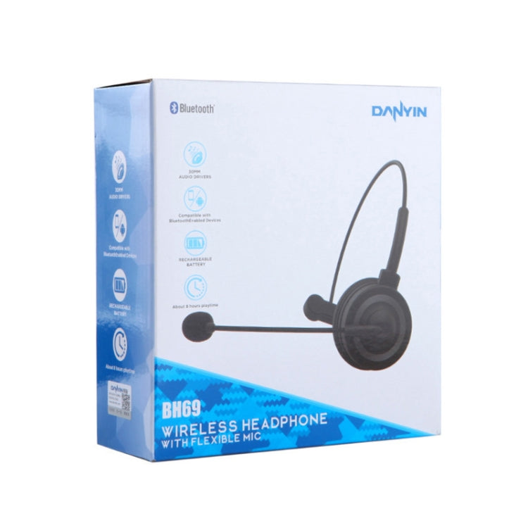 DANYIN BH69 Unilateral Bluetooth Business Talk Headset Customer Service Wireless Voice Wheat(Black) - free shipping - PMC Jewellery - Order now!
