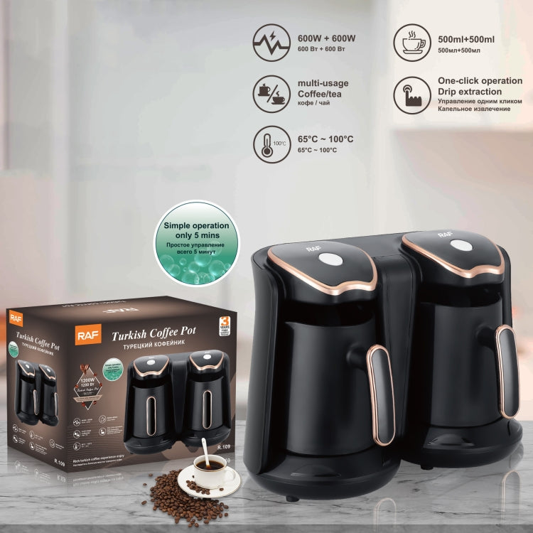 RAF R.109 Household Heating Coffee Pot Portable Office Coffee Tea Maker, EU Plug(Black Gold) - free shipping - PMC TechLife - Order now!