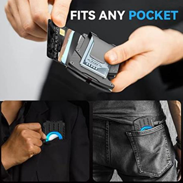 Men Ultra Slim Tracker Card Holder RFID Metal Card Holder for AirTag(Blue) - Wallet Series by PMc TechLife | Online Shopping South Africa | PMc TechLife | Buy Now Pay Later Mobicred