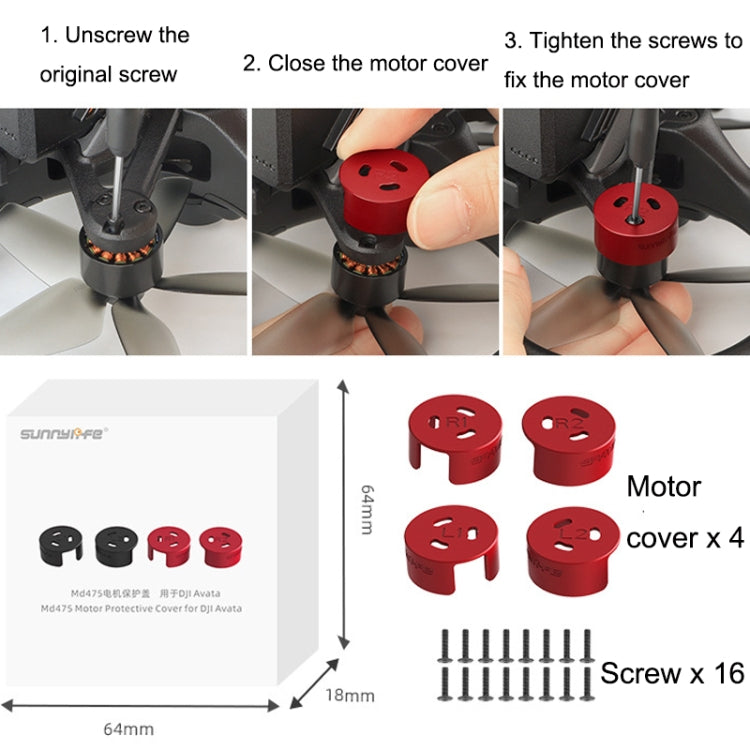 4 PCS / Set Sunnylife AT-MD475 Dust-proof Water-resistant Aluminum Alloy Motor Cover For DJI Avata(Black) - Other by PMC TechLife | Online Shopping South Africa | PMC TechLife | Buy Now Pay Later Mobicred