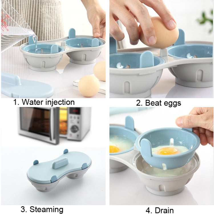 Two-compartment Steamed Egg Box Microwave Steamed Egg Plate Egg Mold(Blue) - Gadgets by PMC TechLife | Online Shopping South Africa | PMC TechLife | Buy Now Pay Later Mobicred