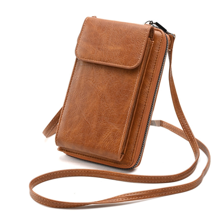 Lady Purse Shoulder Crossbody Bag Multi-functional Mobile Phone Bag(Brown) - Single-shoulder Bags by PMC TechLife | Online Shopping South Africa | PMC TechLife