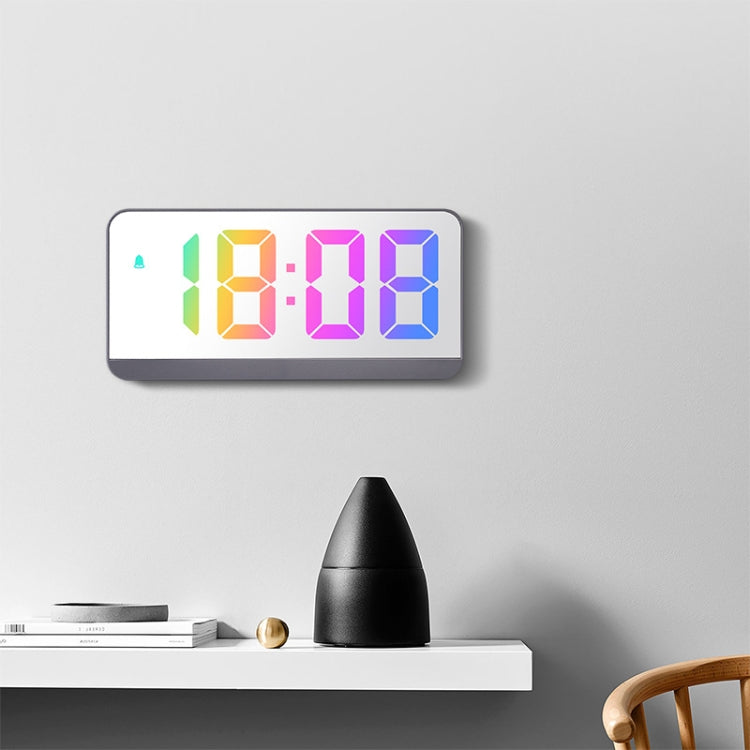 Colorful Fonts LED Electronic Alarm Clock Large Screen Clock(0725 Black Shell Mirror Surface D) - Alarm Clocks by PMc TechLife | Online Shopping South Africa | PMc TechLife | Buy Now Pay Later Mobicred