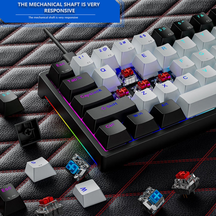 Dark Alien K710 71 Keys Glowing Game Wired Keyboard, Cable Length: 1.8m, Color: Black White Red Shaft - free shipping - PMC Jewellery - Order now!