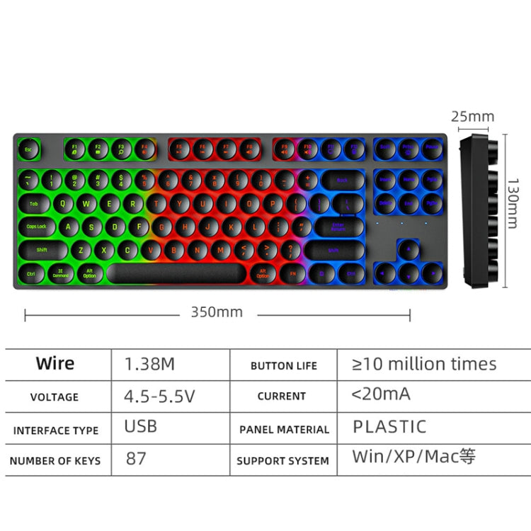 Dark Alien DK100 87 Keys Hot Plug-In Glowing Game Wired Mechanical Keyboard, Cable Length: 1.3m(White Pink) - Wired Keyboard by Dark Alien | Online Shopping South Africa | PMC Jewellery | Buy Now Pay Later Mobicred