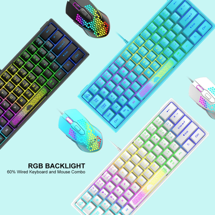 ZIYOULANG K61 62 Keys Game RGB Lighting Notebook Wired Keyboard, Cable Length: 1.5m(White Black) - free shipping - PMC Jewellery - Order now!