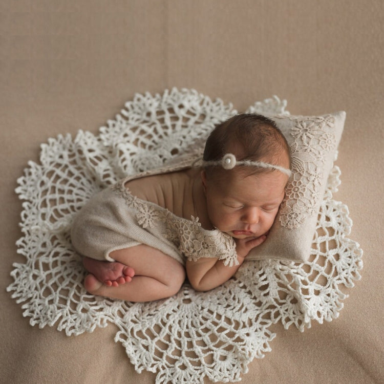 Hollow Lace Round Blanket + Pillow Suit Baby Photography Props(White) - free shipping - PMC TechLife - Order now!