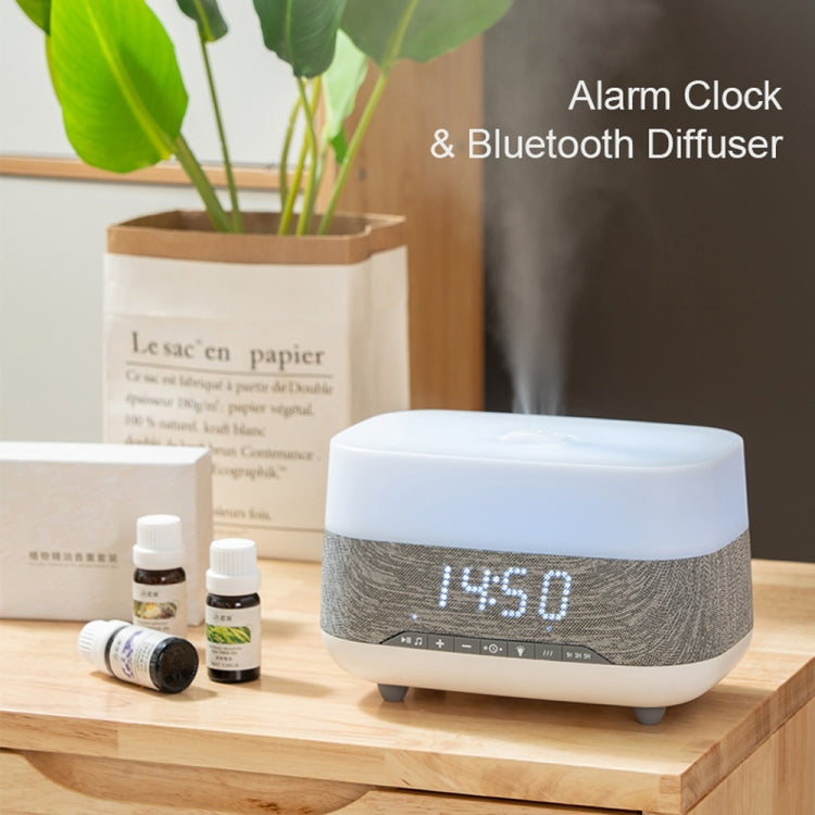 300ml Bluetooth Clock Aromatherapy Humidifier with Seven-color Ambient Light,EU Plug(Gray White) - free shipping - PMC TechLife - Order now!