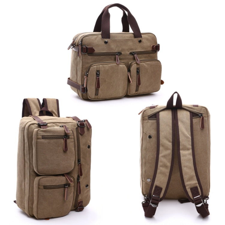 Casual Canvas Three-Purpose Business Briefcase Computer Bag, Color: Khaki Large - Handbags by PMC TechLife | Online Shopping South Africa | PMC TechLife