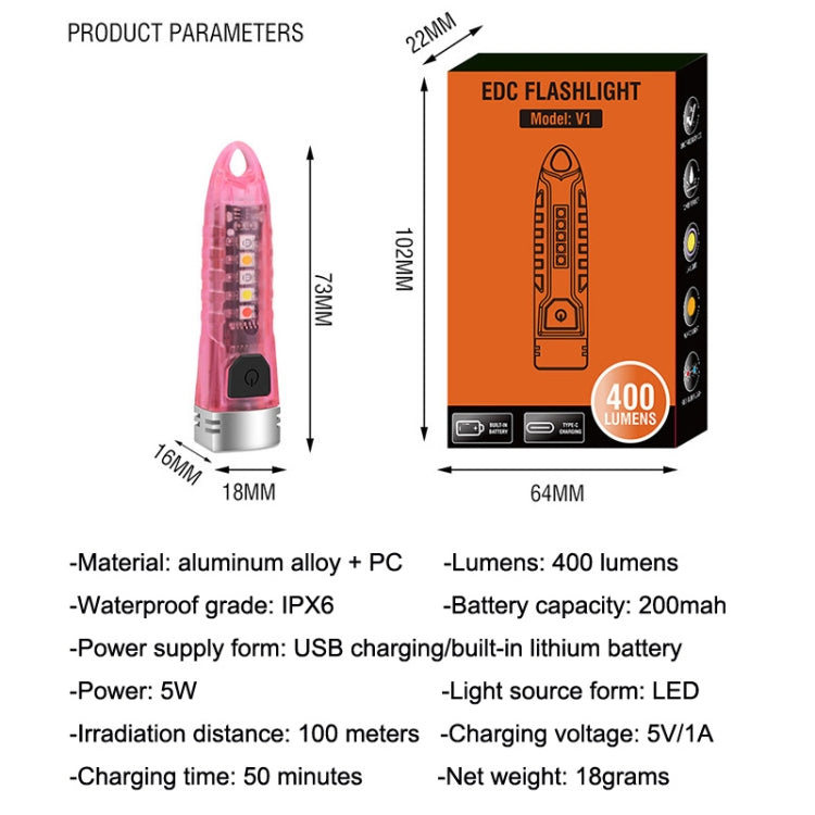 V1 Keychain Lantern Mini Light Flashlight Multifunctional Outdoor Home Flashlight(Transparent White) - Mini Flashlight by PMC TechLife | Online Shopping South Africa | PMC TechLife