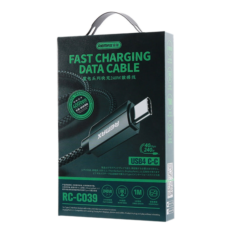 Remax RC-C039 Dual USB-C / Type-C Compatible with USB4.0 240W Fast Charging Data Cable, Length:1m - USB-C & Type-C Cable by REMAX | Online Shopping South Africa | PMC TechLife | Buy Now Pay Later Mobicred