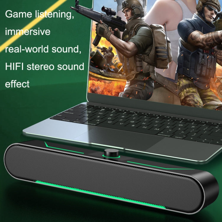 A39 LED Luminous HIFI Stereo Computer Speakers Long Gaming Wired Audio(Black) - by PMC Jewellery | Online Shopping South Africa | PMC Jewellery | Buy Now Pay Later Mobicred