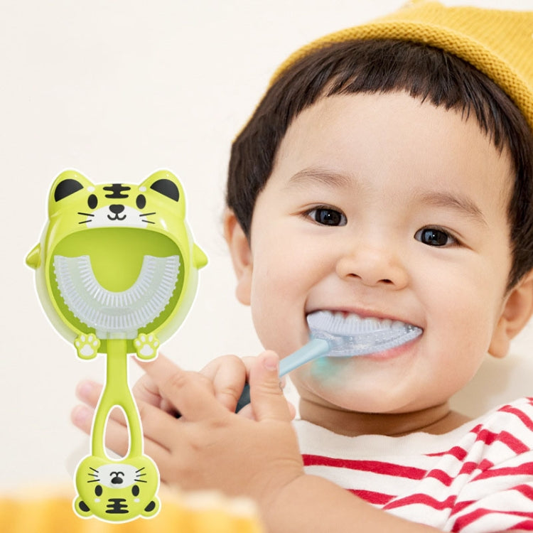 S8 2pcs Children Cartoon Animal Manual U-shaped Silicone Toothbrush for 2-12 Years Old(Green Tiger) - Toothbrushes by PMC TechLife | Online Shopping South Africa | PMC TechLife | Buy Now Pay Later Mobicred