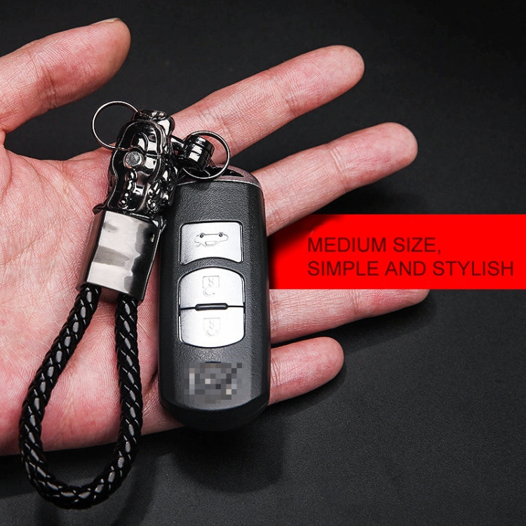 Braided Leather Rope Brave Troops Keychain With LED Light Metal Pendant(Golden+Orange Rope) - Key Rings by PMC Jewellery | Online Shopping South Africa | PMC Jewellery | Buy Now Pay Later Mobicred