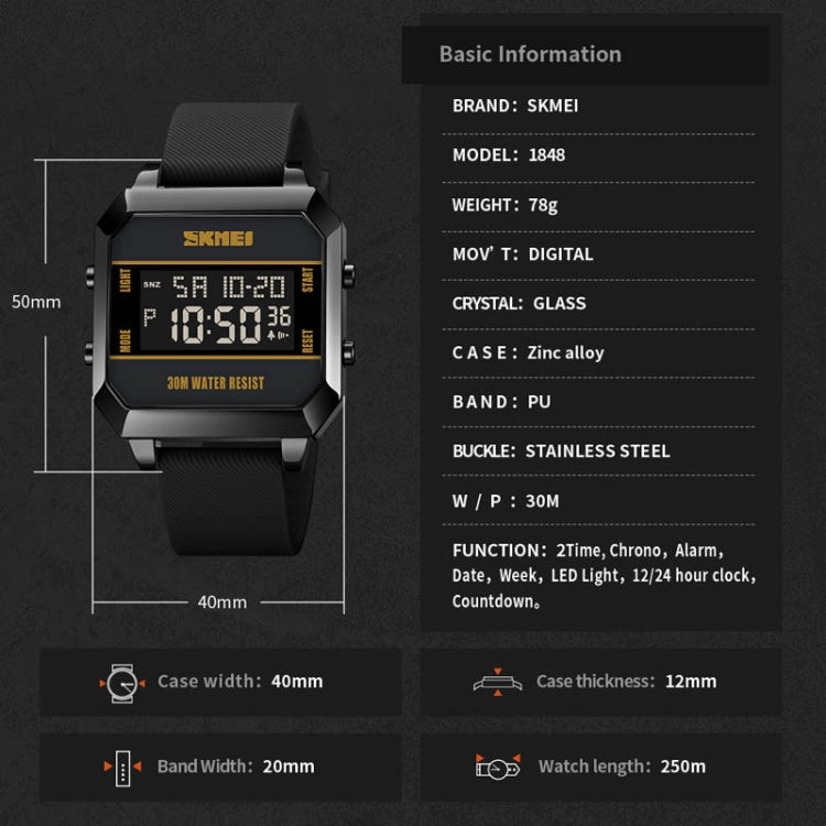 SKMEI 1848 Fashion Multifunctional Student Sports Waterproof Men Watch(Red) - free shipping - PMC TechLife - Order now!