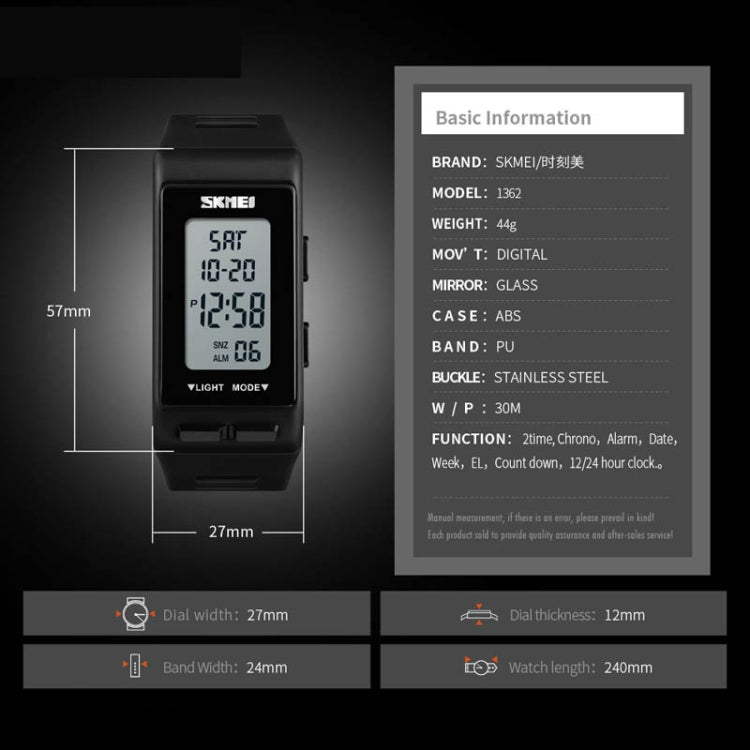 SKMEI 1362 Sports Electronic Watch Fashion Waterproof Countdown Children LED Watch(Black) - free shipping - PMC TechLife - Order now!