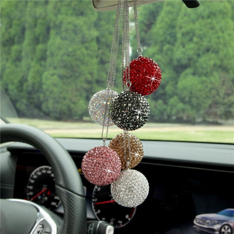 Car Diamond Crystal Ball Rearview Mirror Decoration Pendant(Pink) - free shipping - PMC TechLife - Order now!