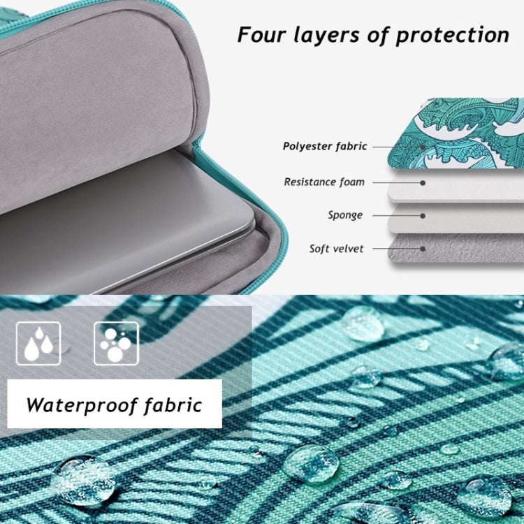 H3-04 15 Inch PU Leather Printing Laptop Liner Bag Tablet Sleeve Bag(Green Wave) - 15 inch by PMC Jewellery | Online Shopping South Africa | PMC Jewellery | Buy Now Pay Later Mobicred