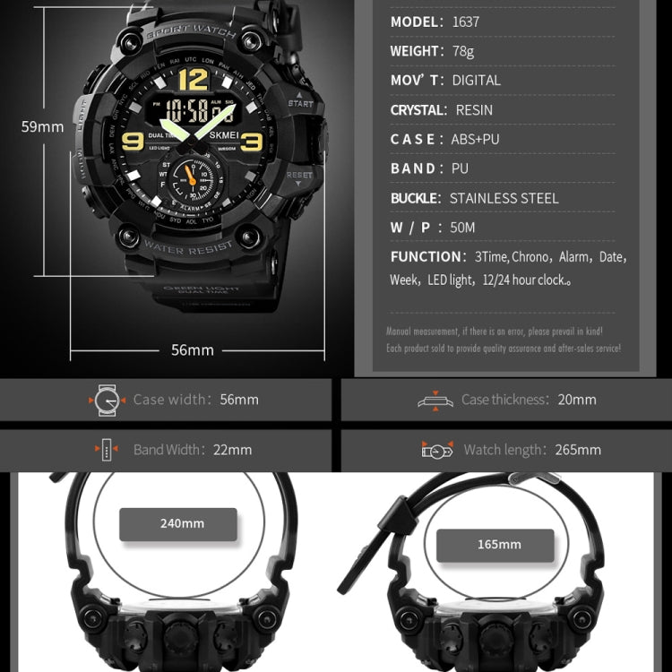 SKMEI 1637 Sports Digital Display Outdoor Shockproof Plastic Large Dial Men Watch, Color: Army Green Camouflage - free shipping - PMC TechLife - Order now!