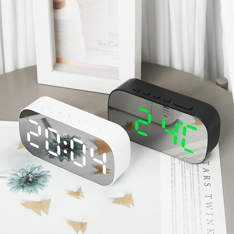 6637 LED Digital Display Temperature Electronic Clock Desktop Mirror Alarm Clock(White Green Light) - Alarm Clocks by PMc TechLife | Online Shopping South Africa | PMc TechLife | Buy Now Pay Later Mobicred