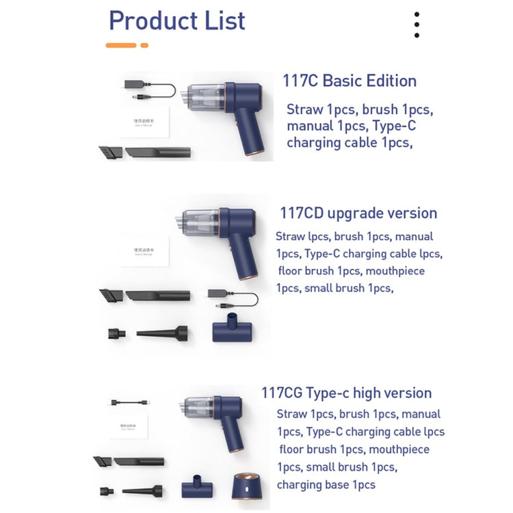 Small Wireless Charging Car Vacuum Cleaner Handheld High Power Vacuum Cleaner, Sort by color: 117C-White - Vacuum Cleaner by PMC TechLife | Online Shopping South Africa | PMC TechLife | Buy Now Pay Later Mobicred