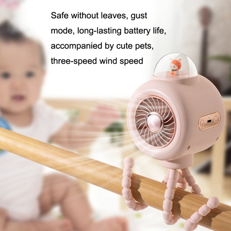 Baby Stroller Fan Home Mute Outdoor Cooling Portable Rabbit Octopus Fan Without Shake Head (Pink) - Electric Fans by PMC TechLife | Online Shopping South Africa | PMC TechLife | Buy Now Pay Later Mobicred