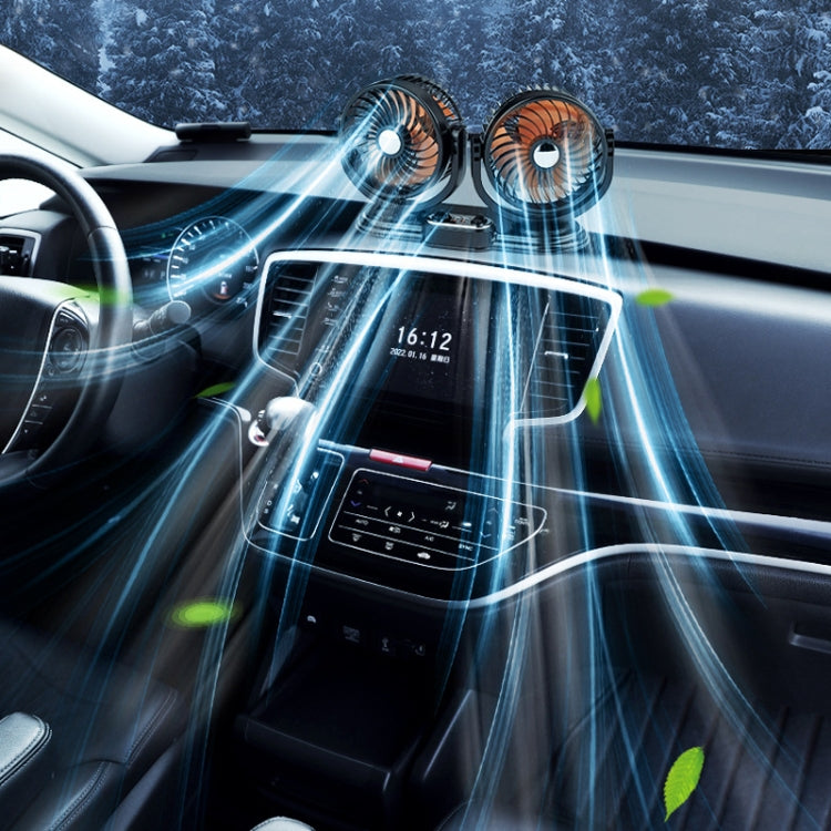 F621U Car Rotatable Turntable Silent Car Double Head Fan, Model: High Allocation USB - Heating & Fans by PMC TechLife | Online Shopping South Africa | PMC TechLife | Buy Now Pay Later Mobicred