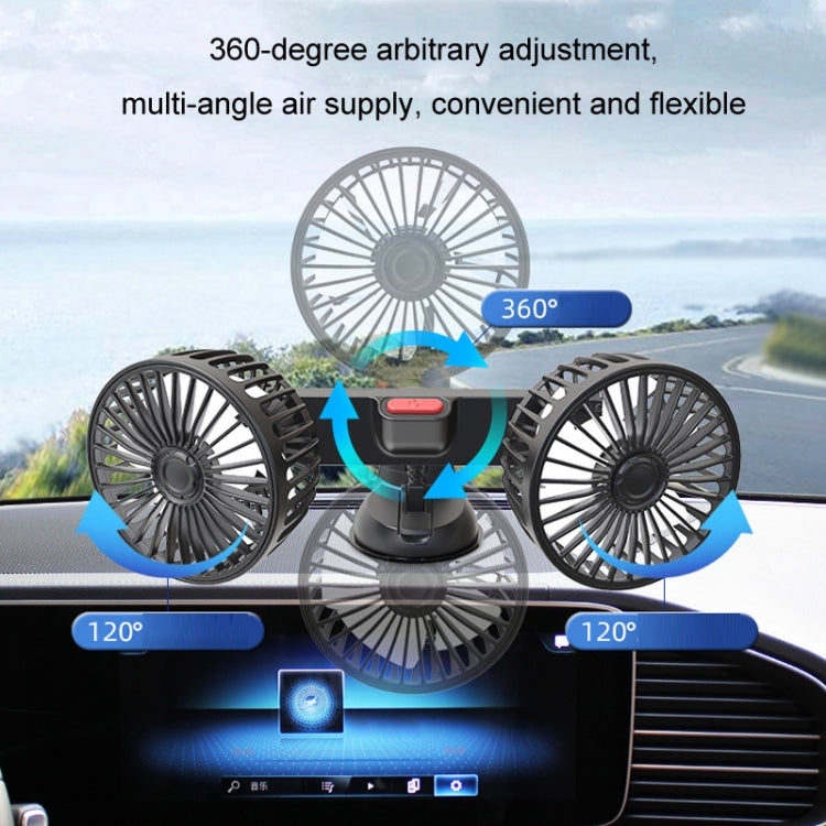 F4206 Suction Cup Double Head Car USB Fan(Black) - Heating & Fans by PMC TechLife | Online Shopping South Africa | PMC TechLife | Buy Now Pay Later Mobicred