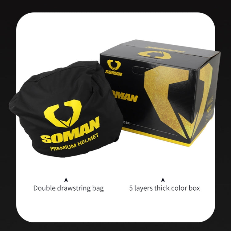 SOMAN Racing Motorcycle Double Lens Riding Safety Helmet, Size: M(Silver Gray Yellow Vision) - free shipping - PMC TechLife - Order now!