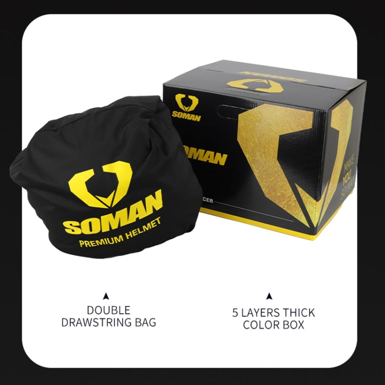 SOMAN Motorcycle Dual Lens Riding Peel-Off Full Coverage Helmet, Size: XL(Bright Black White) - free shipping - PMC TechLife - Order now!