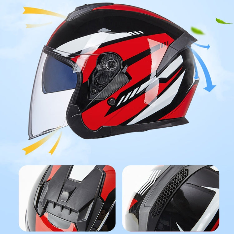 GXT Electric Vehicle Four Seasons Sun Protection & Windshield Double Lens Helmet, Size: M(Matt Black Red) - free shipping - PMC TechLife - Order now!