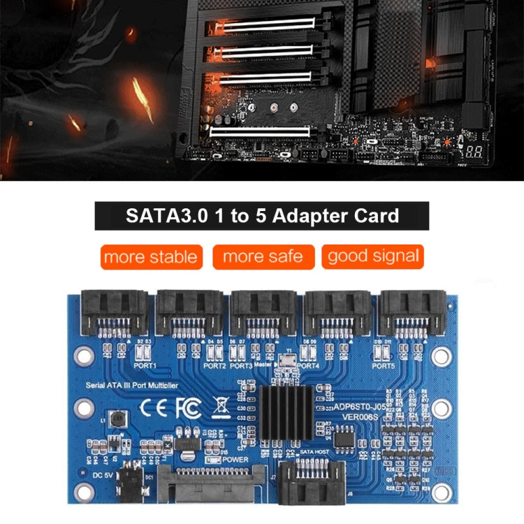 SATA2.0 3Gbps JMB321 Chip SATA Expansion Card 1 to 5 Port Riser Card - free shipping - PMC Jewellery - Order now!
