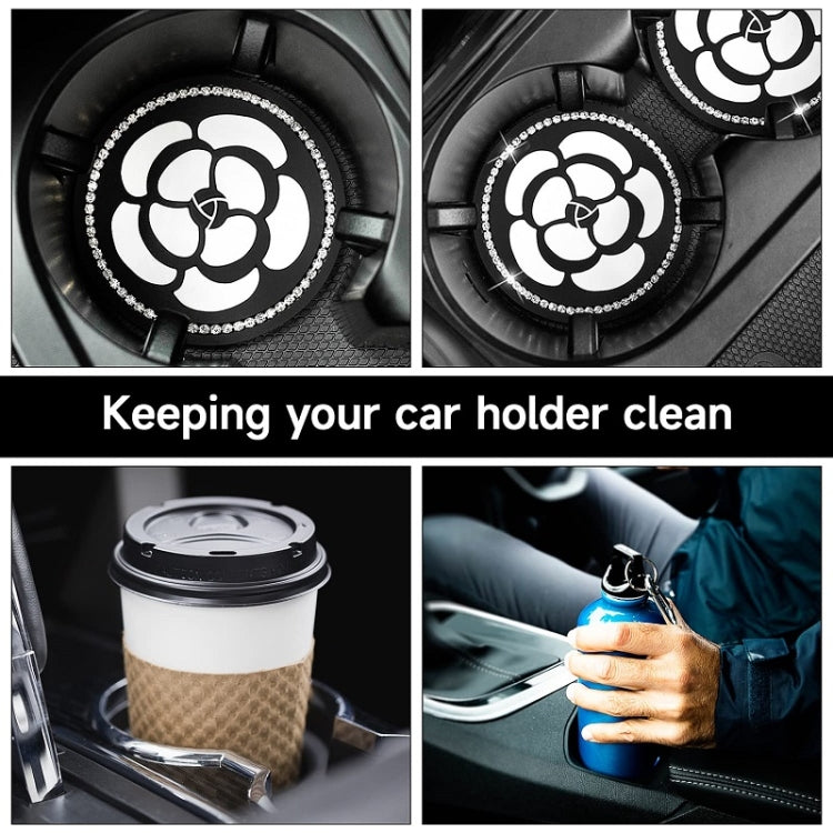 Car Water Cup Anti-skid Mat Door Slot Interior Modification Mat With diamond(Big Camellia) - Car Drink Holders by PMC TechLife | Online Shopping South Africa | PMC TechLife